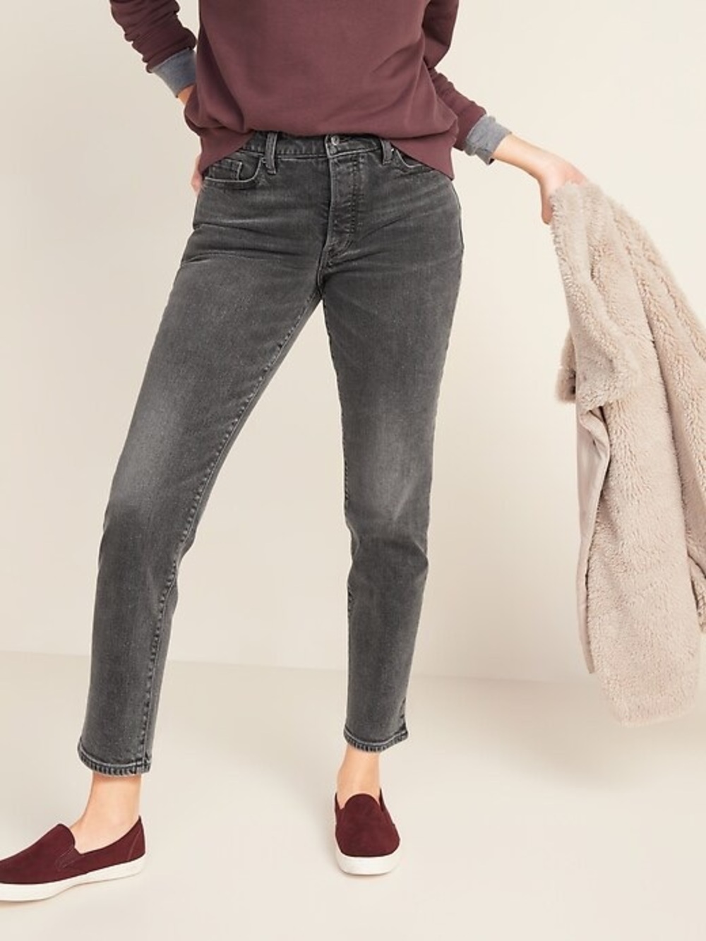 Old Navy High-Waisted O.G. Straight Ankle Gray Button-Fly Jeans Size 8 NWT